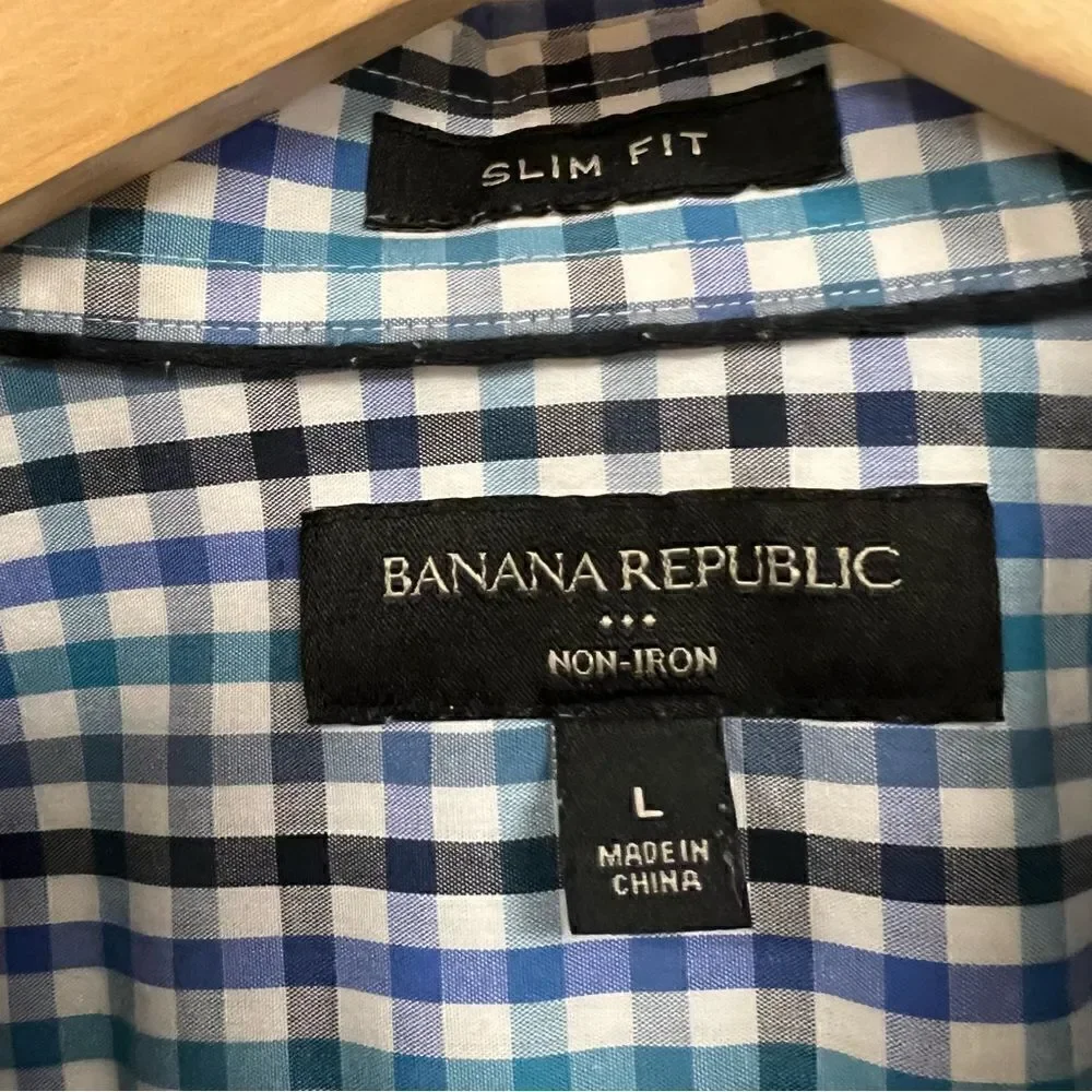 Banana Republic plaid cotton button down shirt L